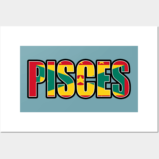 Pisces Grenadian Horoscope Heritage DNA Flag Wall Art by Just Rep It!!